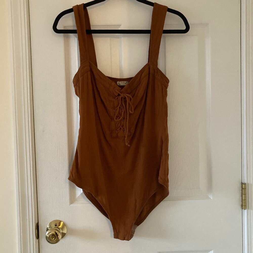 Intimately Free People Lace-up Bodysuit, size M, Rust